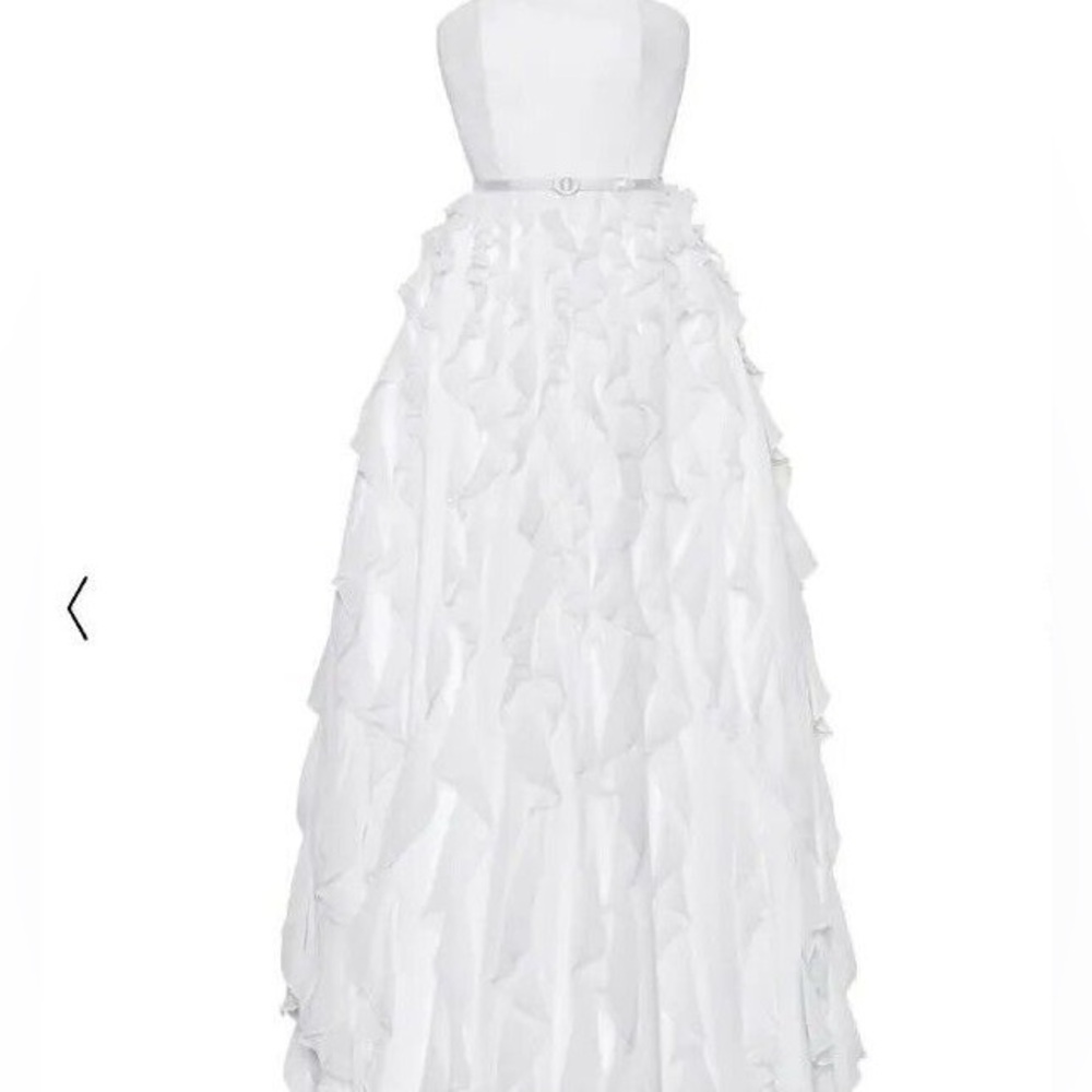 White Tiered Waterfall Gown White House Black Market